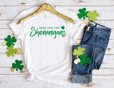 St. Patrick's Day Shirt, Here For The Shenanigans Shirt, Funny St Patricks Day Tee - image3